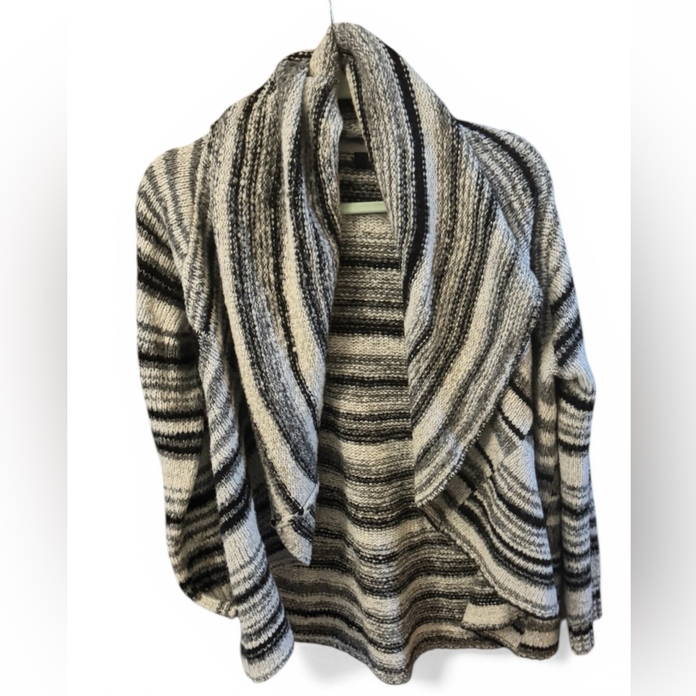 Style & Co. Striped Cardigan - Black and Gray